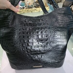 New Brahmin Brayden Elegant Black Crocodile-Embossed Tote Bag